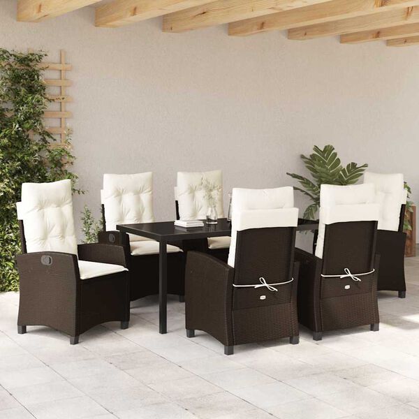 vidaXL Ensemble de salle &agrave; manger pour jardin 7 pcs Marron polyrotin