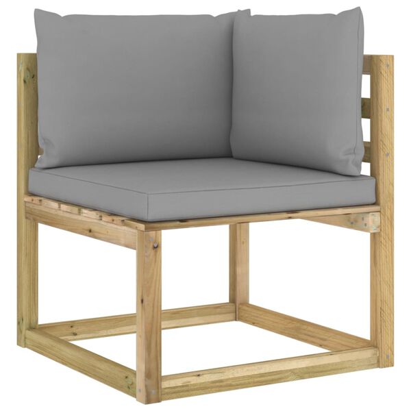 vidaXL Salon de jardin 11 pcs avec coussins bois de pin impr&eacute;gn&eacute;