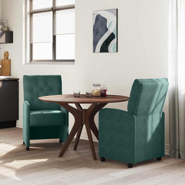 vidaXL Chaises de Salle à Manger avec Roues 2 pcs Vert foncé