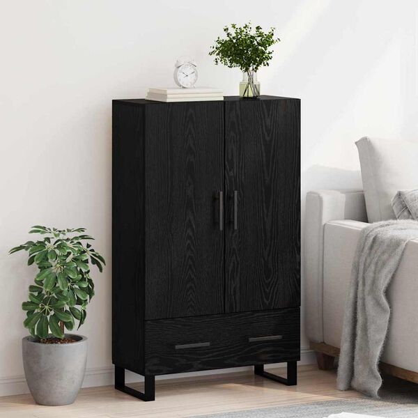 vidaXL Haut Armoire Ch&ecirc;ne noir 69,5 x 30 x 115 cm Bois d'ing&eacute;nierie