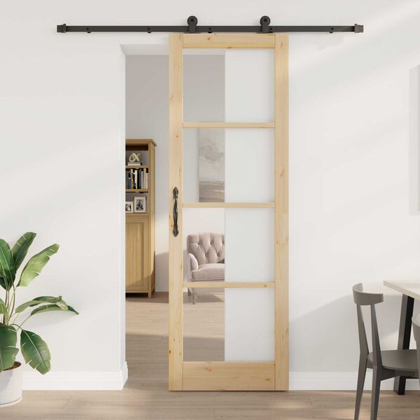 vidaXL Porte coulissante ORKDAL Naturel et Noir 78 x 232 cm