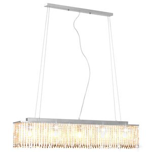 vidaXL Plafonnier avec perles de cristal Argent&eacute; 104 cm E14