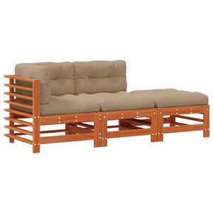 vidaXL Ensemble de salon de jardin 3 pcs Brun cire Bois de pin massif