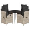 vidaXL Ensemble &agrave; manger de jardin et coussins 5 pcs gris clair rotin