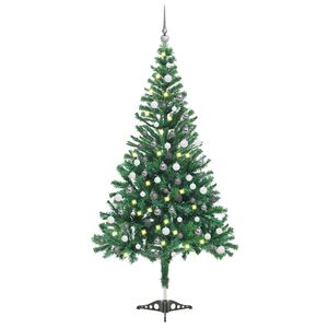 vidaXL Arbre de No&euml;l artificiel pr&eacute;-&eacute;clair&eacute;/boules 120 cm 230 branches