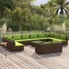 vidaXL Salon de jardin 13 pcs avec coussins Marron R&eacute;sine tress&eacute;e