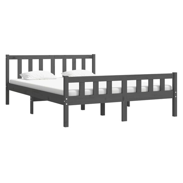 vidaXL Cadre de lit sans matelas gris bois massif 140x190 cm