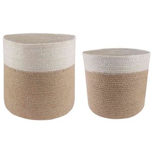 vidaXL Ensemble de Pots &agrave; Plantes 2 pc Naturel et Blanc &Oslash; 28 x 28 cm