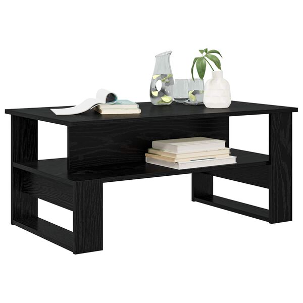 vidaXL Table basse Ch&ecirc;ne noir 90 x 50 x 40 cm Bois d'ing&eacute;nierie