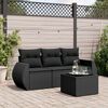 vidaXL Salon de jardin 4 pcs avec coussins noir r&eacute;sine tress&eacute;e