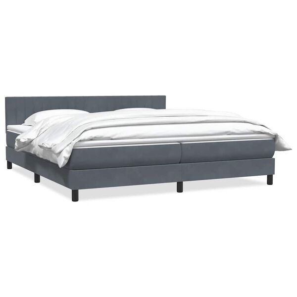 vidaXL Sommier &agrave; lattes de lit et matelas gris fonc&eacute; 180x220cm velours