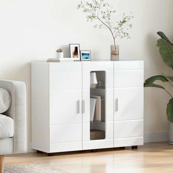 vidaXL Cabinet en Bois Blanc brillant 88,5 x 30,5 x 73 cm