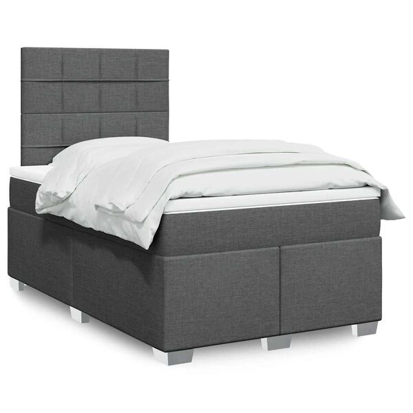 vidaXL Sommier &agrave; lattes de lit avec matelas Gris fonc&eacute; 120x200cm Tissu