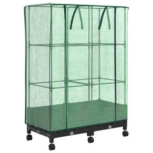 vidaXL Jardini&egrave;re de jardin avec couverture de serre et roues 2 pc PP