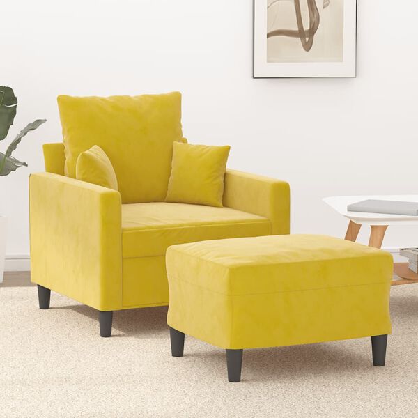 vidaXL Fauteuil avec repose-pied jaune 60 cm velours