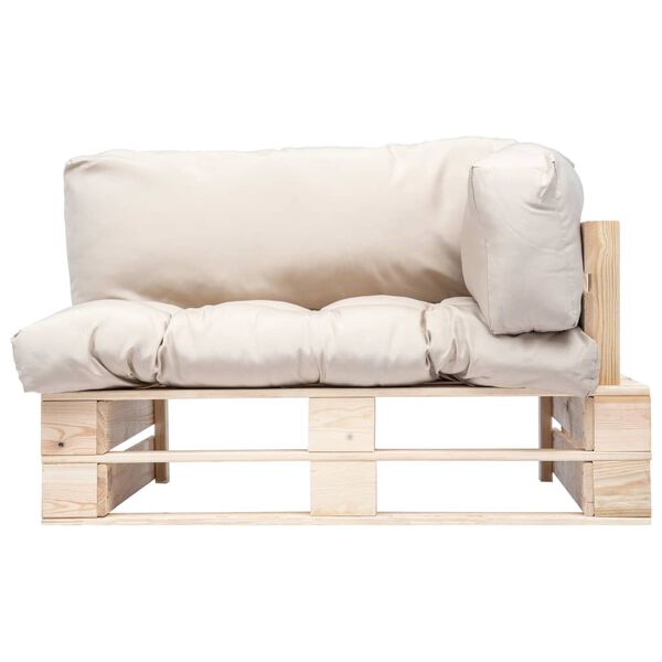 vidaXL Canap&eacute; de jardin palette avec coussins sable Pin&egrave;de