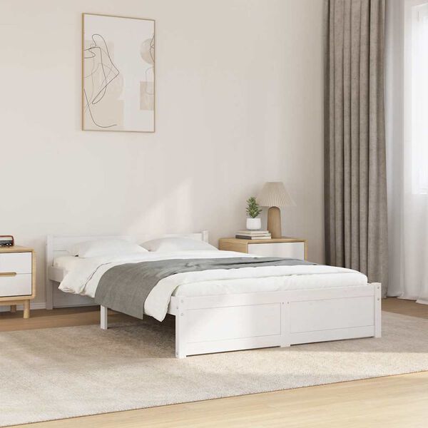 vidaXL Cadre de lit sans matelas blanc bois massif 120x200 cm