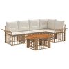 vidaXL Ensemble de canap&eacute; de jardin 6 pc Blanc Naturel et Cr&egrave;me