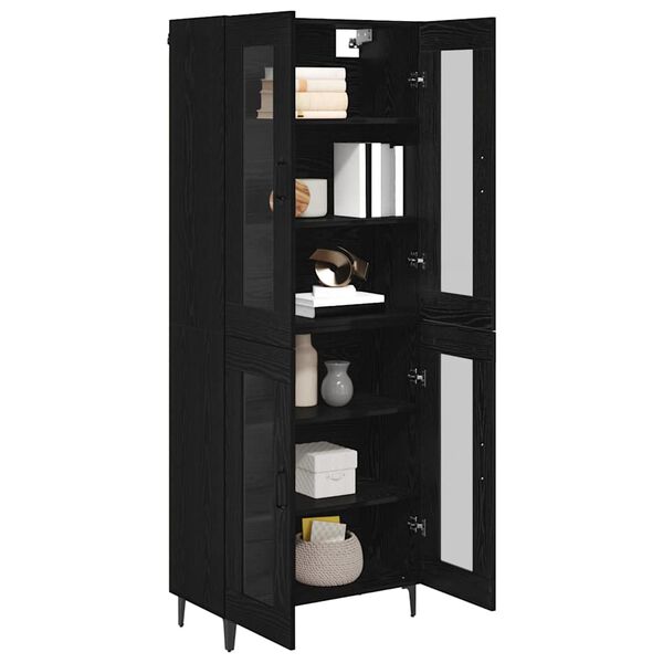 vidaXL Haut Armoire Ch&ecirc;ne noir 69,5 x 34 x 180 cm Bois d'ing&eacute;nierie