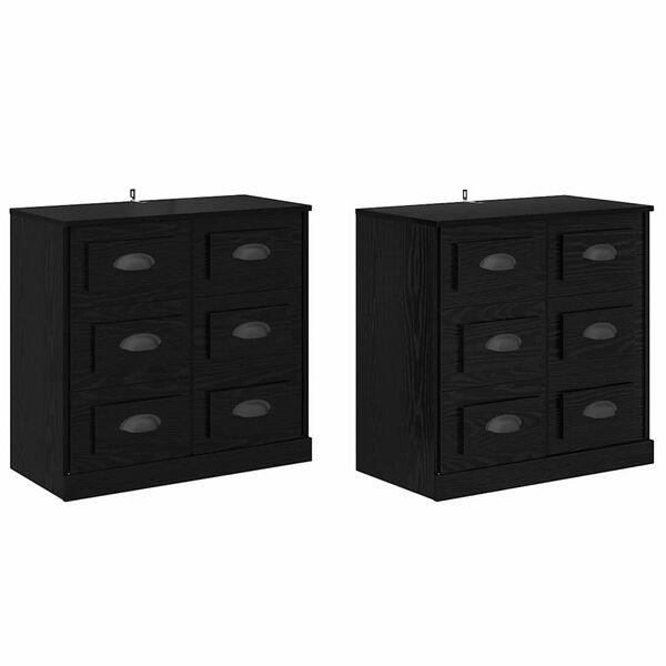vidaXL Buffets 2 pcs Ch&ecirc;ne noir 70 x 35,5 x 67,5 cm Bois d'ing&eacute;nierie
