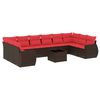 vidaXL Ensemble de canap&eacute; de jardin 11 pcs avec coussins marron r&eacute;sine tress&eacute;e
