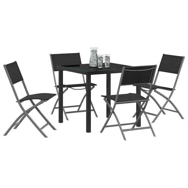 vidaXL Ensemble de salle &agrave; manger pour jardin 5 pcs Noir
