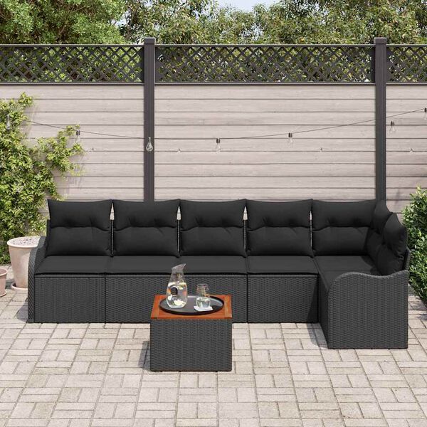 vidaXL Ensemble de canap&eacute; de jardin avec stockage 7 pcs Noir polyrotin
