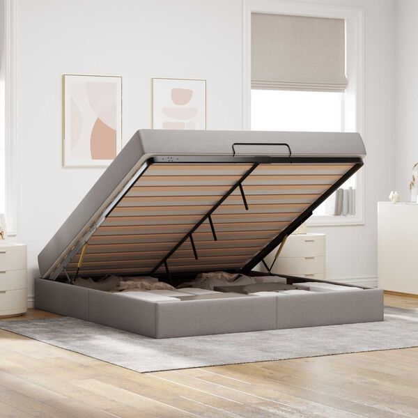 vidaXL Cadre de lit avec matelas avec matelas 2 pcs Taupe tissu