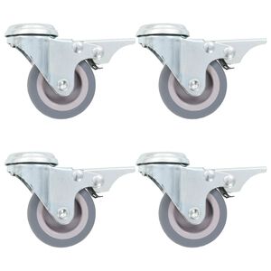 vidaXL 4 pcs Roulettes pivotantes &agrave; trou de boulon &agrave; double frein 50mm