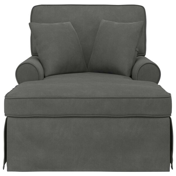 vidaXL Chaise lounge avec jupe avec coussin 3 pcs Gris fonc&eacute;