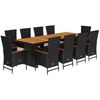 vidaXL Ensemble &agrave; manger de jardin 11 pcs coussins noir r&eacute;sine tress&eacute;e