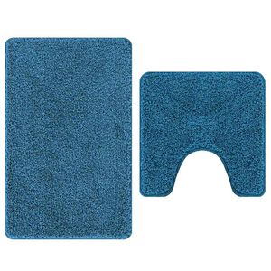 vidaXL Ensemble de tapis de bain antid&eacute;rapants 2 pcs Bleu PP