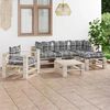 vidaXL Salon palette de jardin 6 pcs avec coussins bois de pin