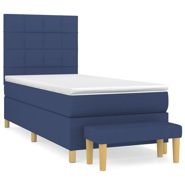 vidaXL Sommier &agrave; lattes de lit avec matelas Bleu 90x200 cm Tissu