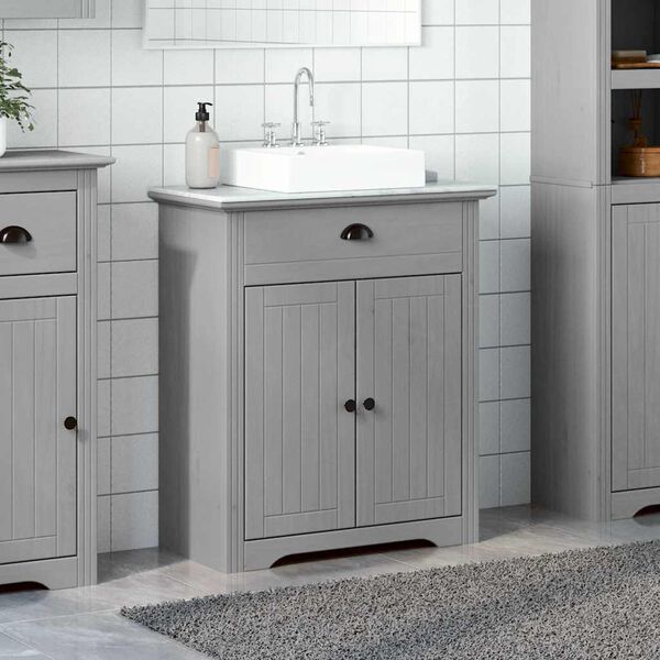 vidaXL Armoire de lavabo de salle de bain BODO gris 70x35x80 cm