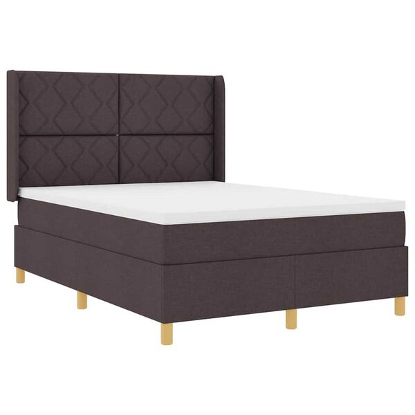 vidaXL Lit à Ressorts avec matelas Marron foncé 140 x 190 cm tissu