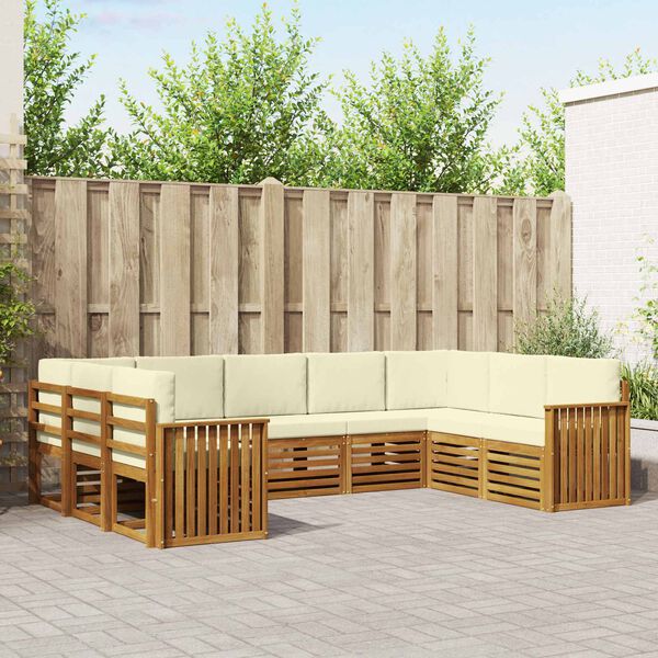 vidaXL Ensembles de canap&eacute;s avec coussin 9 pcs Naturel et Cr&egrave;me