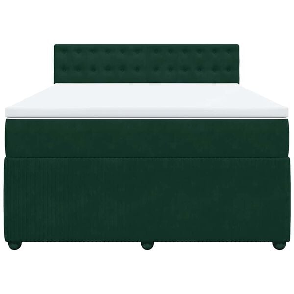 vidaXL Sommier &agrave; lattes de lit et matelas Vert fonc&eacute; 140x190cm Velours