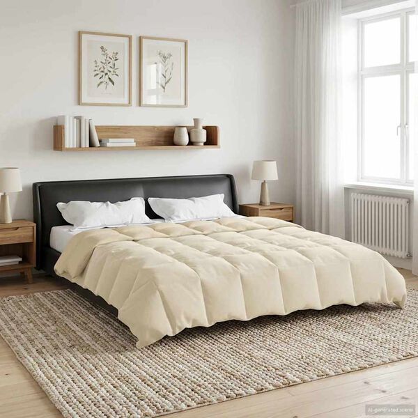 vidaXL Duvet complet toute l'ann&eacute;e Cr&egrave;me 200 x 220 cm Microfibre