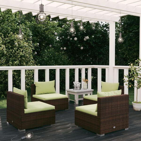 vidaXL Salon de jardin 4 pcs avec coussins R&eacute;sine tress&eacute;e Marron