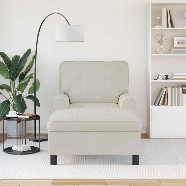 vidaXL Chaise longue avec coussin Crème 91 x 157 x 91 cm Velours