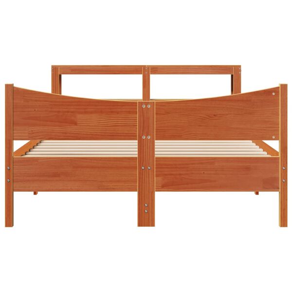 vidaXL Cadre de lit avec t&ecirc;te de lit cire marron 120x190cm bois de pin