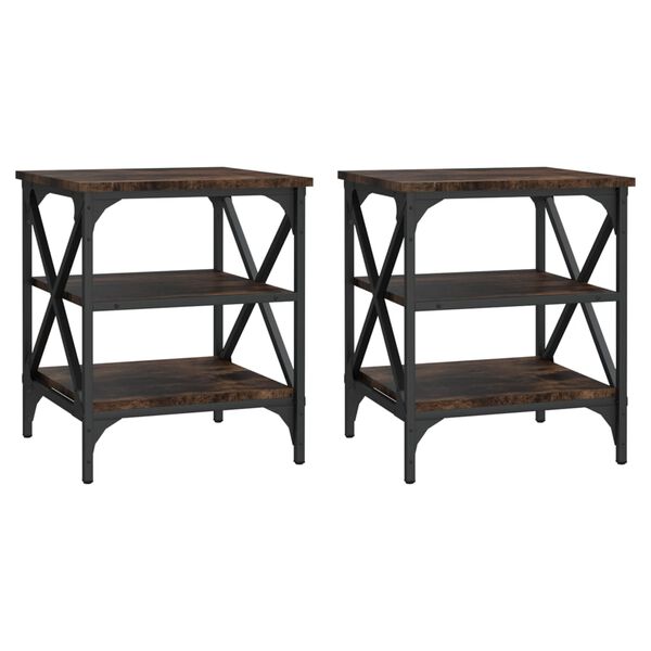 vidaXL Tables d'appoint 2 pcs Chêne fumé 40x42x50 cm Bois d'ingénierie