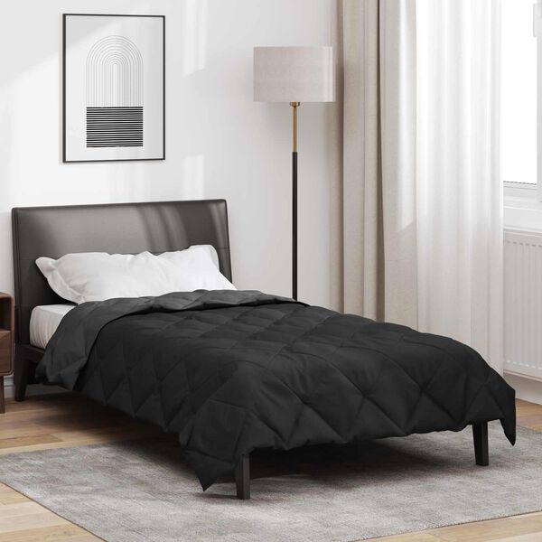 vidaXL Duvet d'&eacute;t&eacute; simple Noir et anthracite 220 x 155 cm Microfibre