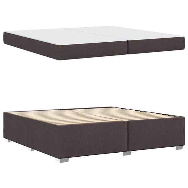 vidaXL Cadre de lit avec matelas Marron fonc&eacute; 200 x 200 cm tissu