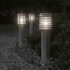 vidaXL Lampadaires d'ext&eacute;rieur 3 pcs argent&eacute; 60 cm acier inoxydable