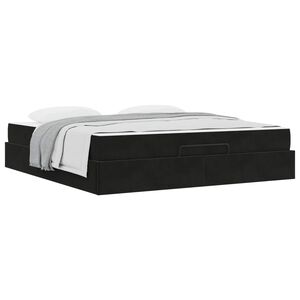 vidaXL Cadre de lit avec matelas avec matelas 2 pcs Noir Velours