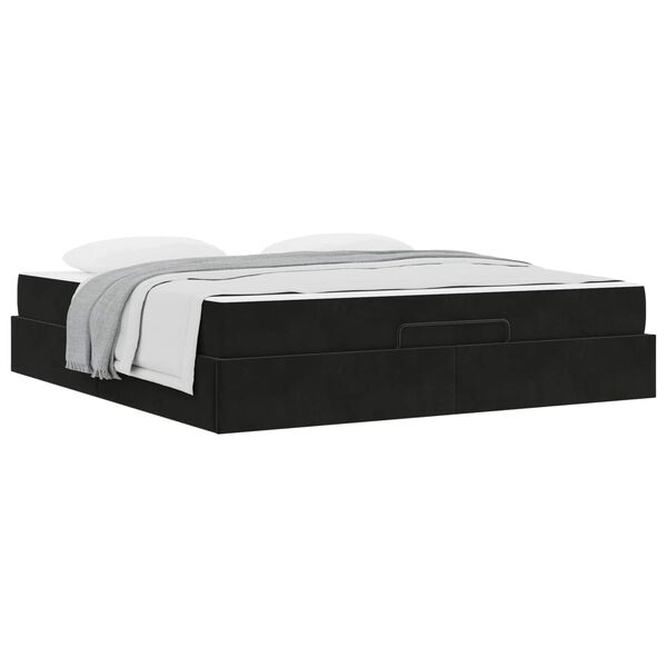 vidaXL Cadre de lit avec matelas avec matelas 2 pcs Noir Velours