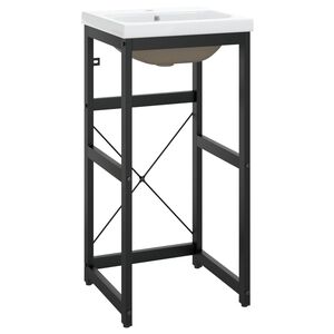 vidaXL Cadre de lavabo de salle de bain vasque &agrave; encastrer Noir Fer