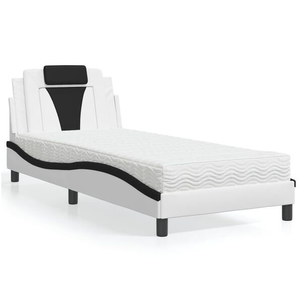vidaXL Lit Viana avec matelas blanc et noir 80x200 cm similicuir